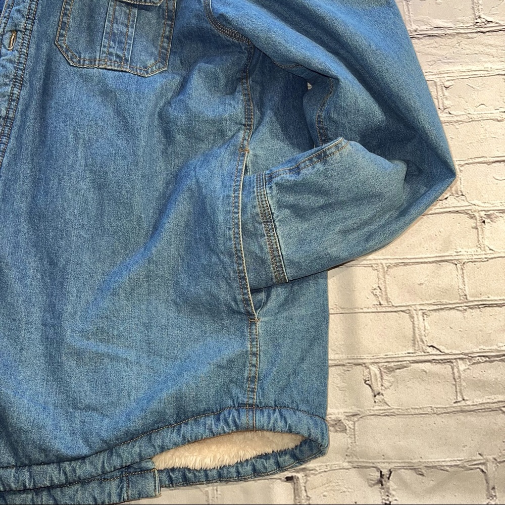 LEE SHERPA LINED BLUE DENIM DURABLE WARM SHIRT JACKET - Picture 5 of 8